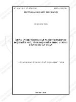 Quản lý hệ thống cấp nước thành phố điện biên phủ, tỉnh điện biên theo hướng cấp nước an toàn (tóm tắt) 
