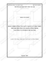 Hoàn thiện công tác lập và quản lý thực hiện tiến độ thi công xây dựng công trình tại công ty cổ phần CDC hà nội (tóm tắt) 