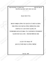 Hoàn thiện công tác quản lý chất lượng thi công xây dựng công trình tòa nhà chung cư cao tầng tại dự án vinhomes ocean park của tập đoàn vingroup tại huyện gia lâm  thành phố hà nội (tóm tắt) 