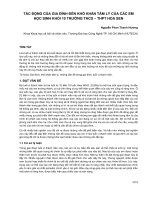 Tác động của gia đình đến khó khăn tâm lý của các em học sinh khối 10 trường THCS - THPT Hoa Sen