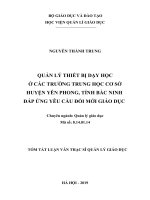 Quản lý giáo dục quản lý thiết bị dạy học ở các trường trung học cơ sở huyện yên phong, tỉnh bắc ninh đáp ứng yêu cầu đổi mới giáo dục(klv02409) 