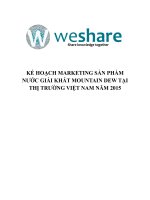 KẾ HOẠCH MARKETING SẢN PHẨM NƯỚC GIẢI KHÁT MOUNTAIN DEW TẠI THỊ TRƯỜNG VIỆT NAM
