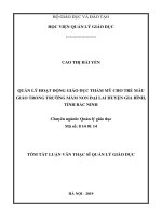 Quản lý giáo dục quản lý hoạt động giáo dục thẩm mỹ cho trẻ mẫu giáo trường mầm non đại lai huyện gia bình tỉnh bắc ninh(klv02390) 