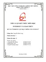 TIỂU LUẬN kết THÚC môn học INTERNET và GIAO THỨC đề tài WEBSITE cập NHẬT THÔNG TIN COVID 19 