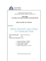 BÁO cáo đề án CUỐI kỳ PHÂN TÍCH dữ LIỆU CÔNG TY TNHH BUTTER 