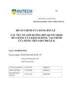 CHUỖI CỬA HÀNG BÁN LẺ CÁC YẾU TỔ ẢNH HƯỞNG ĐẾN QUYẾT ĐỊNH MUA HÀNG CỦA KHÁCH HÀNG TẠI CHUỖI CỬA HÀNG TIỆN LỢI CIRCLE K