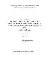 KHẢO sát mức độ HIỂU BIẾT của học SINH THCS, THPT ĐINH THIỆN lý về vấn nạn bắt nạt TRÊN MẠNG xã hội (cyber bullying) 