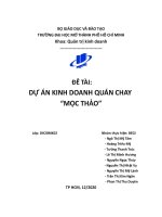 ĐỀ TÀI DỰ án KINH DOANH QUÁN CHAY MỘC THẢO 