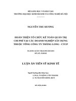 Hoàn thiện tổ chức kế toán quản trị chi phí tại các doanh nghiệp xây dựng thuộc Tổng công ty Thăng Long  CTCP.