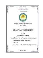 Tình hình tài chính của công ty cổ phần dược đông phương luận văn tốt nghiệp  chuyên ngành tài chính doanh nghiệp 