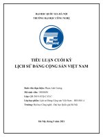 Tiểu luận câu hỏi tự luận (lịch sử đảng)  đại học công nghiệp hà nội