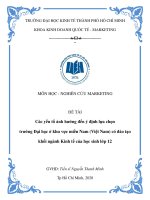 Các yếu tố ảnh hưởng đến ý định lựa chọn trường đại học ở khu vực miền nam (việt nam) có đào tạo khối ngành kinh tế của học sinh lớp 12