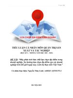 TIỂU LUẬN CÁ NHÂN MÔN QUẢN TRỊ SẢN XUẤT VÀ TÁC NGHIỆP