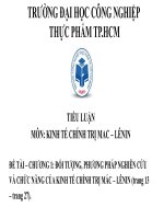 ĐỐI TƯỢNG, PHƯƠNG PHÁP NGHIÊN cứu và CHỨC NĂNG của KINH tế CHÍNH TRỊ mác – LÊNIN 