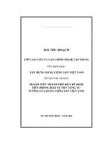 TIỂU LUẬN CAO cấp CHÍNH TRỊ   xây DỰNG ĐẢNG, thanh niên thành phố hồ chí minh tiên phong bảo vệ nền tảng tư tưởng của đảng cộng sản việt nam