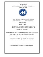 HOÀN THIỆN QUY TRÌNH PHỤC vụ TIỆC cưới tại KHÁCH sạn ROYAL HOTEL SAIGON 
