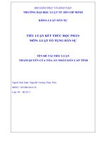 TIỂU LUẬN LUẬT TỐ TỤNG DÂN SỰ ĐỀ TÀI THẨM QUYỀN CỦA TÒA ÁN NHÂN DÂN CẤP TỈNH