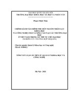 Tóm tắt CHÍNH SÁCH TÀI CHÍNH THU HÚT NGUỒN NHÂN LỰC  KHOA HỌC  VÀ CÔNG NGHỆ CHẤT LƯỢNG CAO TẠI CÁC TRƯỜNG ĐẠI  HỌC  Ở VIỆT NAM TRONG XU THẾ TỰ CHỦ ĐẠI HỌC