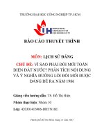BÁO CÁO THUYẾT TRÌNH  VÌ SAO PHẢI ĐỔI MỚI TOÀN DIỆN ĐẤT NƯỚC PHÂN TÍCH NỘI DUNG VÀ Ý NGHĨA ĐƯỜNG LỐI ĐỔI MỚI ĐƯỢC ĐẢNG ĐỀ RA NĂM 1986