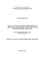 Quản lý ứng dụng công nghệ thông tin trong đào tạo theo hệ thống tín chỉ tại trường đại học mở hà nội TT 
