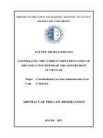 Kiểm soát việc thực hiện quyền hành pháp của Chính phủ ở Việt Nam hiện nay ttta