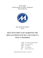 PHÂN TÍCH CHIẾN lược MARKETING MIX DÒNG sản PHẦM nước dừa COCO XIM của CÔNG TY BETRIMEX 