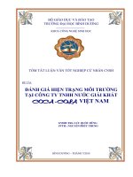 Đánh giá hiện trạng môi trường tại công ty tnhh nước giải khát coca   cola việt nam 