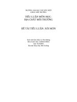 TIỂU LUẬN MÔN HỌC: ĐỊA CHẤT MÔI TRƯỜNGĐỀ TÀI TIỂU LUẬN: XÓI MÒN