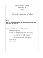 TIỂU LUẬN môn LỊCH sử ĐẢNG đề tài phân tích nguyên nhân thắng lợi, tính chất và kinh nghiệm của cách mạng tháng tám năm 1945