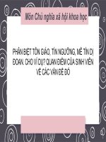 PHÂN BIỆT TÔN GIÁO, TÍN NGƯỠNG, MÊ TÍN DỊ ĐOAN. CHO VÍ DỤ QUAN ĐIỂM CỦA SINH VIÊN VỀ CÁC VẤN ĐỀ ĐÓ