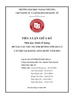 TIỂU LUẬN kinh tế lượng đề tài các yếu tố ẢNH HƯỞNG tới GIÁ cả căn hộ tại DAEGU, hàn QUỐC năm 2021 