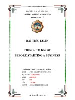 TIỂU LUẬN THINGS TO KNOW BEFORE STARTING a BUSINESS 