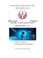TIỂU LUẬN CUỐI kỳ môn học TIN học TRONG kỹ THUẬT đề tài PYTHON và AI 