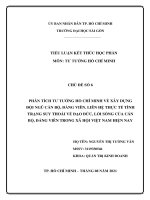 Tư tưởng Hồ Chí Minh: Phân tích tư tưởng Hồ Chí Minh về xây dựng đội ngũ cán bộ, Đảng viên. Liên hệ thực tế tình trạng suy thoái về đạo đức, lối sống của cán bộ, Đảng viên trong xã hội Việt Nam hiện nay