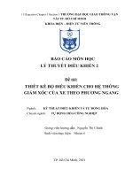 BÁO cáo môn học lý THUYẾT điều KHIỂN 2 đề tài THIẾT kế bộ điều KHIỂN CHO hệ THỐNG GIẢM xóc của XE THEO PHƯƠNG NGANG