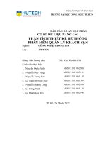 BÁO cáo đồ án học PHẦN cơ sở dữ LIỆU NÂNG CAO PHÂN TÍCH THIẾT kế hệ THỐNG PHẦN mêm QUẢN lý KHÁCH sạn 