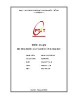 TIỂU LUẬN PHƯƠNG PHÁP LUẬN NGHIÊN cứu KHOA học anhchị hãy xây dựng đề xuất nghiên cứu về 1 vấn đề nghiên cứu trong chuyên ngành học của anhchị mà anhchị quan tâm 