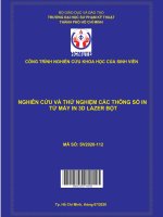 Nghiên cứu và thử nghiệm các thông số in từ máy in 3d lazer bột 