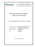 TIỂU LUẬN CUỐI kỳ môn lễ tân NGOẠI GIAO tầm quan trọng của ứng xử trong giao tiếp và các trang phục truyền thống của các quốc gia ở đông nam á 