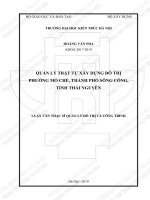 Quản lý trật tự xây dựng đô thị phường mỏ chè, thành phố sông công, tỉnh thái nguyên (tóm tắt) 
