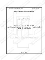 Quản lý trật tự xây dựng phường trưng vương, thành phố thái nguyên tỉnh thái nguyên (tóm tắt) 