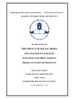 The impacts of social media influencers on purchase intention towards cosmetic products in ho chi minh city  