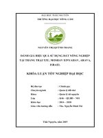 Khóa luận Đánh giá hiệu quả sử dụng đất nông nghiệp tại Trang trại Tzu, Moshav Einyahav, Arava, Israel