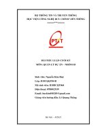 TIỂU LUẬN CUỐI kỳ môn QUẢN lý dự án phân tích vai trò quản lý nhân lực nhóm trong quản lý dự án đầu tư để có một đội ngũ dự án tốt bạn cần làm gì vận dụng vào một dự án cụ thể