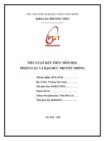 TIỂU LUẬN kết THÚC môn học PHÁP LUẬT và đạo đức TRUYỀN THÔNG mạng xã hội phát triển khá rầm rộ và phức tạp, báo chí bị cạnh tranh khá khốc liệt với thông tin trên MXH 