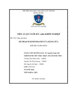 TIỂU LUẬN CUỐI KỲ môn KHỞI NGHIỆP ĐỀ TÀI Tiệm sữa Hani KẾ HOẠCH KINH DOANH CỬA HÀNG SỮA