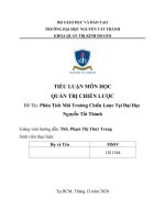 TIỂU LUẬN môn học QUẢN TRỊ CHIẾN lược đề tài phân tích môi trường chiến lược tại đại học nguyễn tất thành 