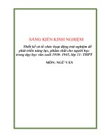 SKKN Thiết kế và tổ chức hoạt động trải nghiệm để phát triển năng lực, phẩm chất cho người học trong dạy học văn xuôi 1930 1945, lớp 11 THPT