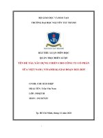 TIỂU LUẬN môn học QUẢN TRỊ CHIẾN lược tên đề tài xây DỰNG CHIẾN CHO CÔNG TY cổ PHẦN sữa VIỆT NAM ( VINAMILK) GIAI đoạn 2021 2025 