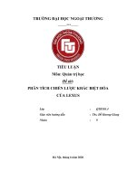 TIỂU LUẬN môn quản trị học đề tài  PHÂN TÍCH CHIẾN lược KHÁC BIỆT hóa của LEXUS 